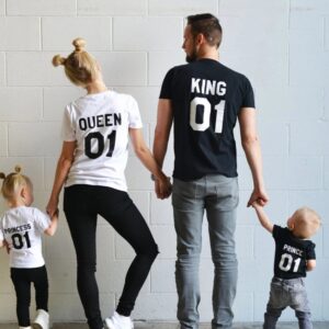 1pcs-Family-Team-T-shirts-King-Q