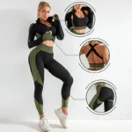 Damen 2/3 Stück nahtlose Workout-Outfits-Sets Yoga Sport bekleidung Trainings anzug Leggings und Stretch-Sport-BH Fitness