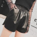 Women's High Waist Plus Size Leather Shorts