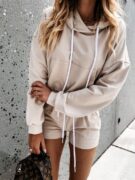 Casual Sports Shorts Hooded Sweater Set