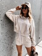 Casual Sports Shorts Hooded Sweater Set