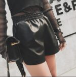 Women's High Waist Plus Size Leather Shorts