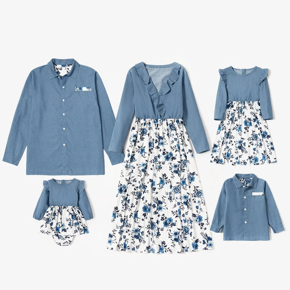 Blue Floral Matching Family Set