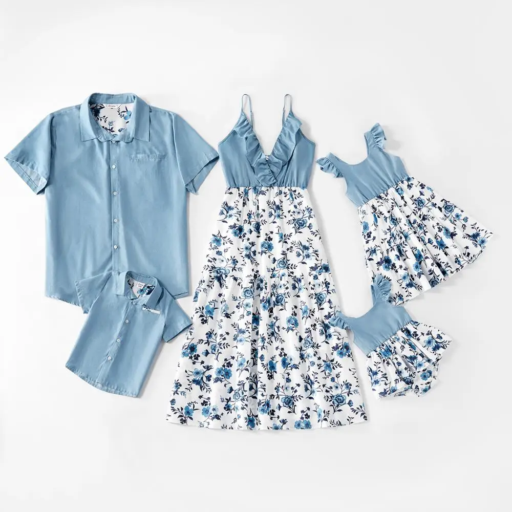 Blue Floral Matching Family Set