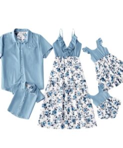 Blue Floral Matching Family Set